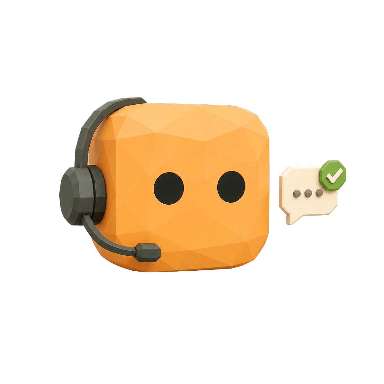 Low-poly AgentsGT cube with a headset and chat badge