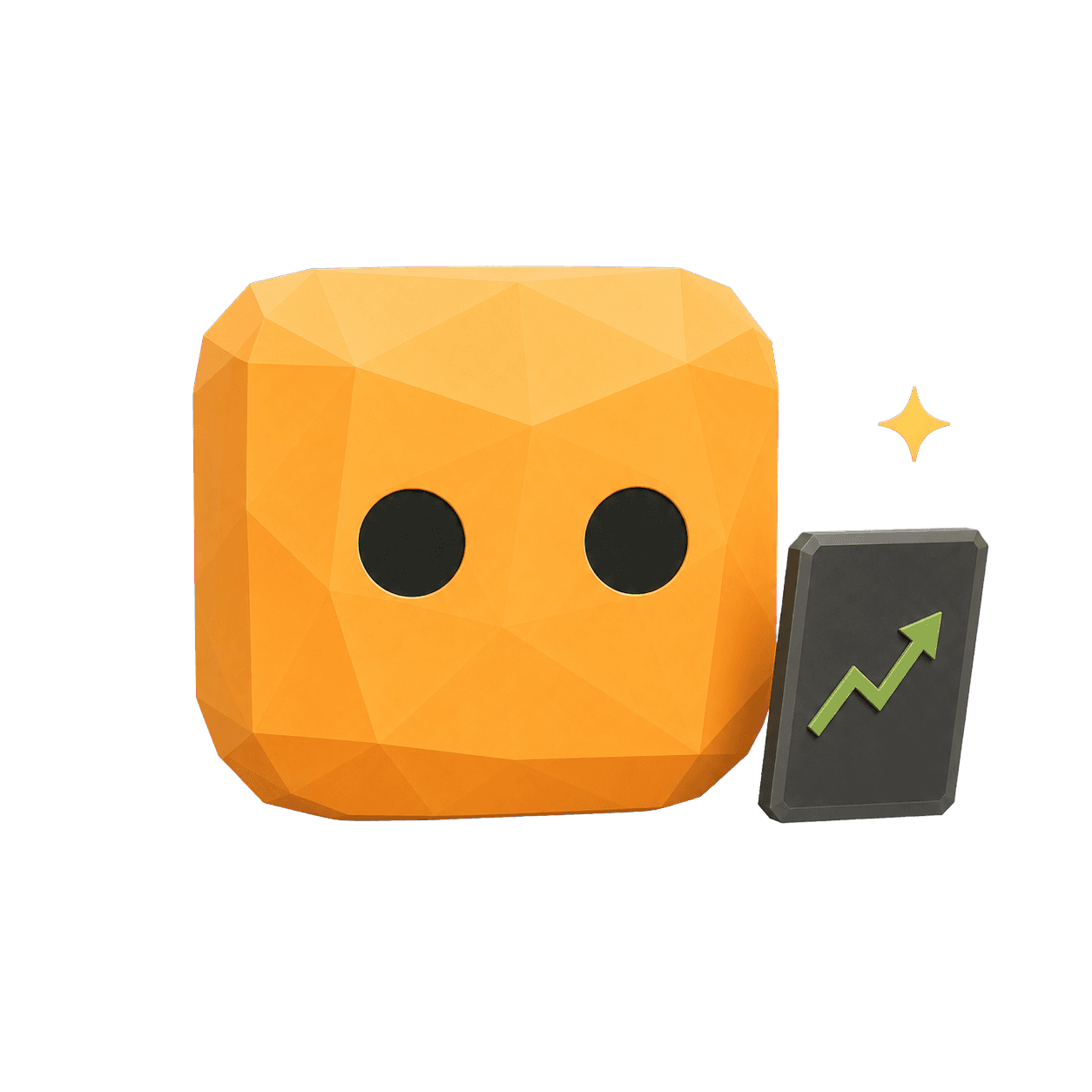 Low-poly AgentsGT cube with a chart tablet